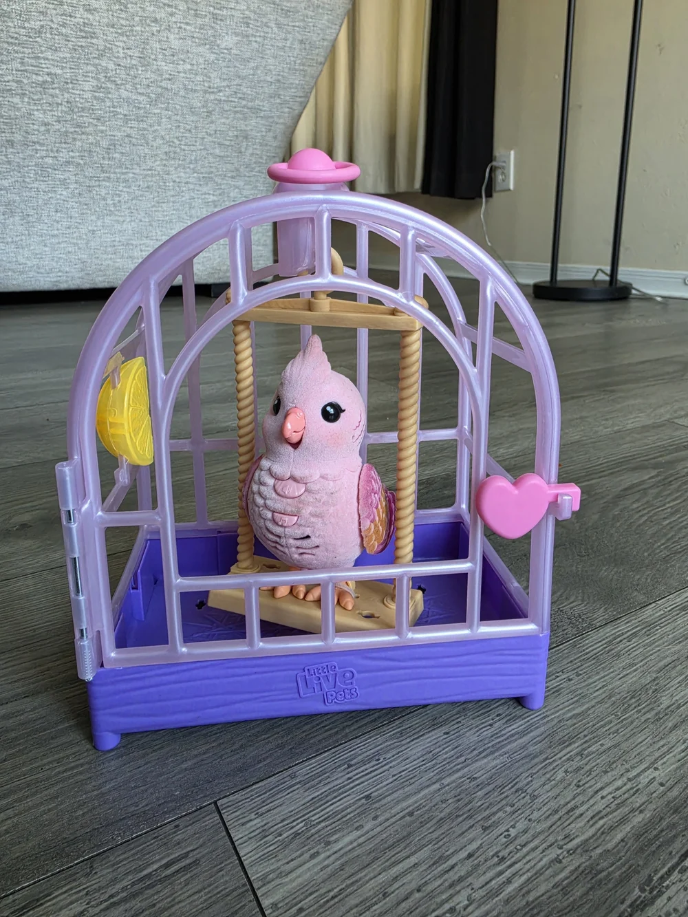 Pink Bird in Purple Play Cage